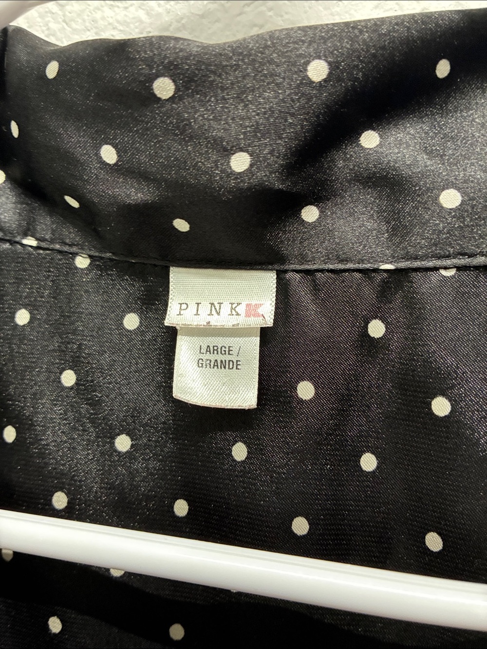PINK Victoria's Secret Black And White Polka Dot Button Down Pajama Top// L - Picture 4 of 6